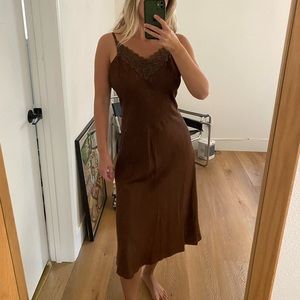 AMAZING Vintage 40s Brown Slip Dress